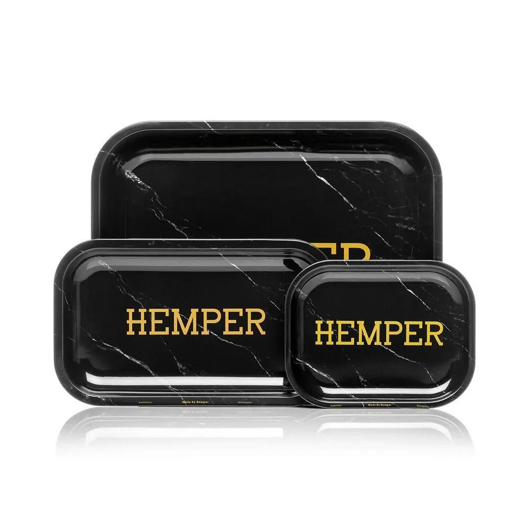 Hemper Luxe musta marmorikuvioitu kääretarjotin