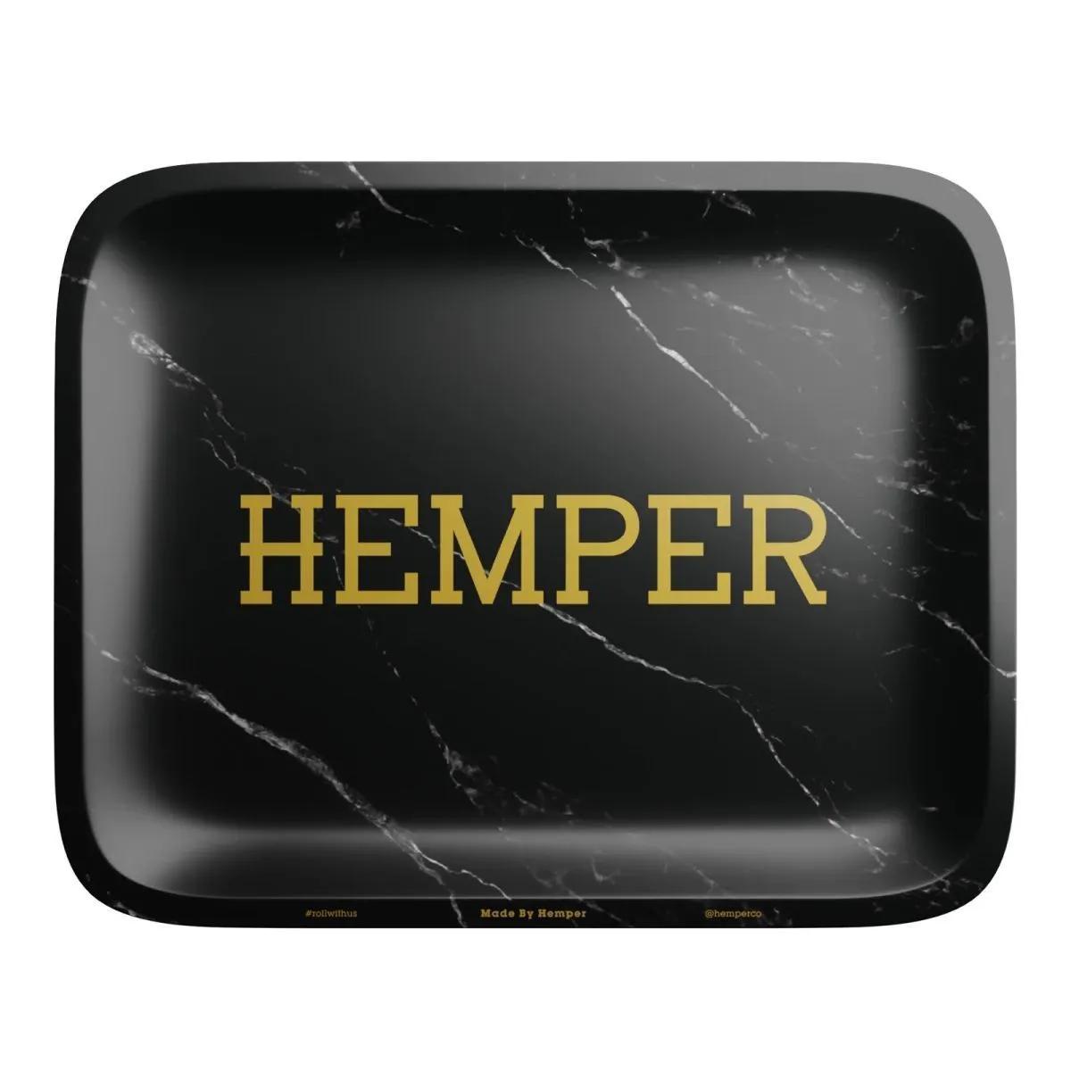 Hemper Luxe musta marmorikuvioitu kääretarjotin