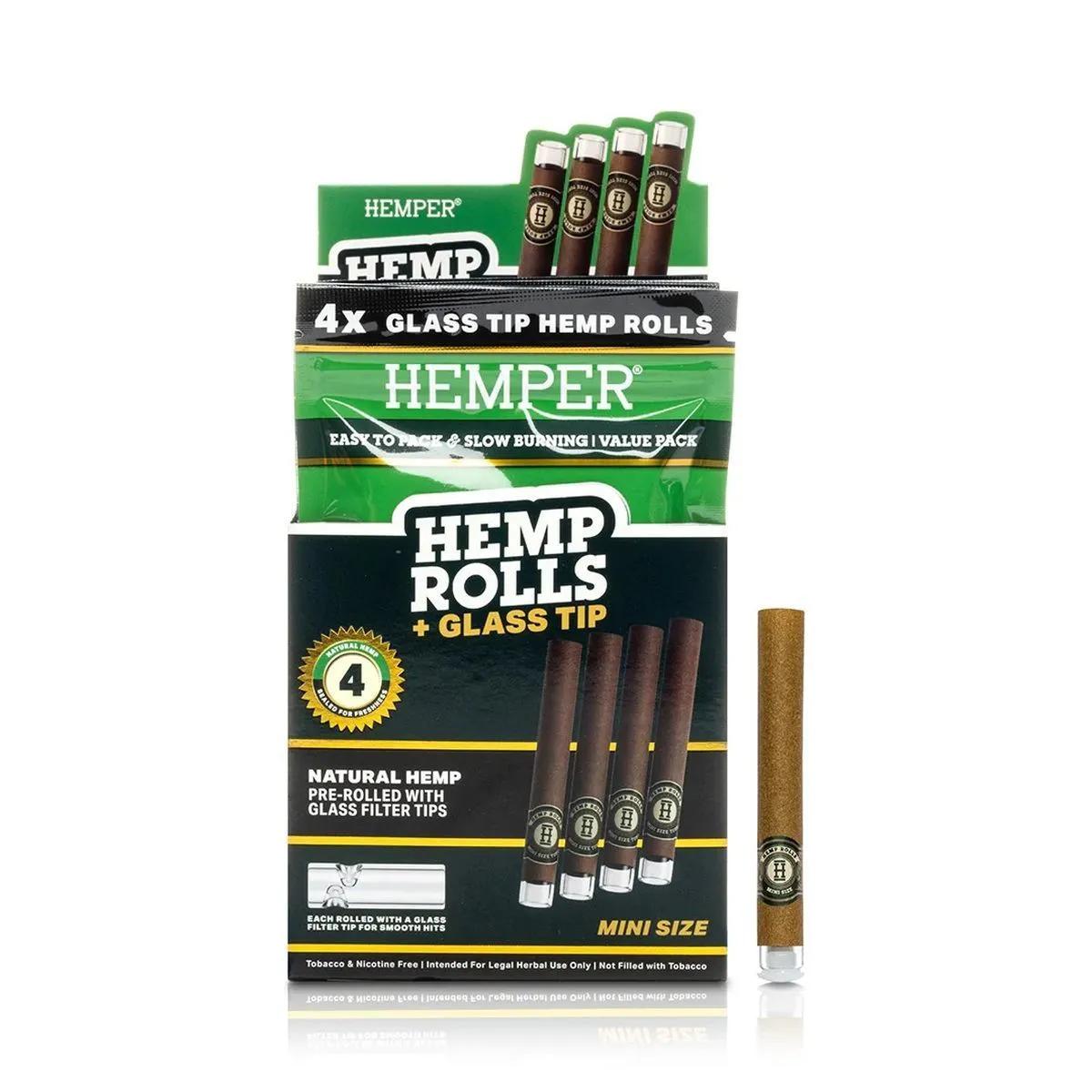Hemper Mini Rolls esikäärityt hamppukartiot lasisuulakkeella 4 kpl