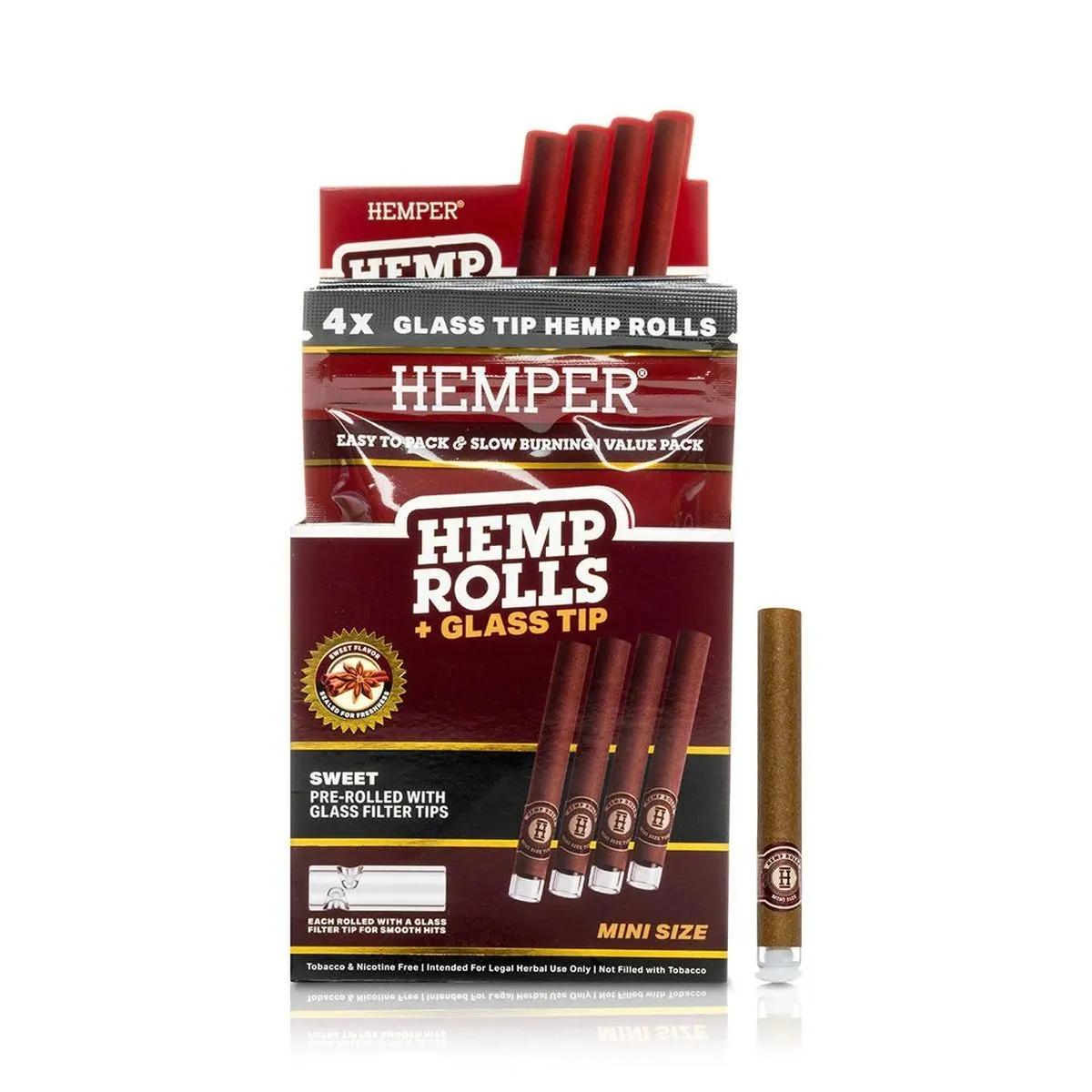Hemper Mini Rolls esikäärityt hamppukartiot lasisuulakkeella 4 kpl