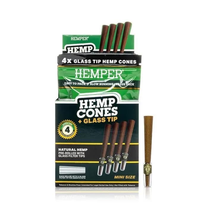 Hemp Cones 1¼ hamppusätkäpaperit + lasipäät 4 kpl